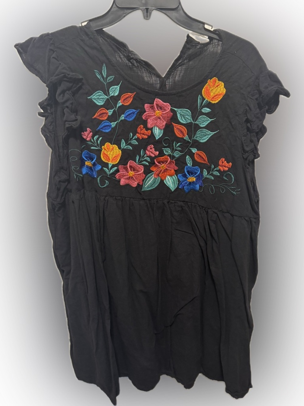 Black Floral Embroidered Women’s Dress